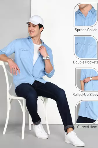 Men's cotton twill casual shirt | double pocket shirt