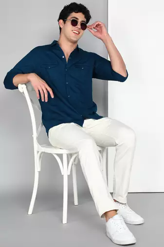 Men's cotton twill casual shirt | double pocket shirt