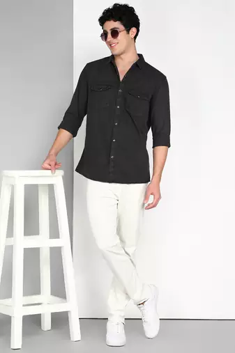 Men's cotton twill casual shirt | double pocket shirt
