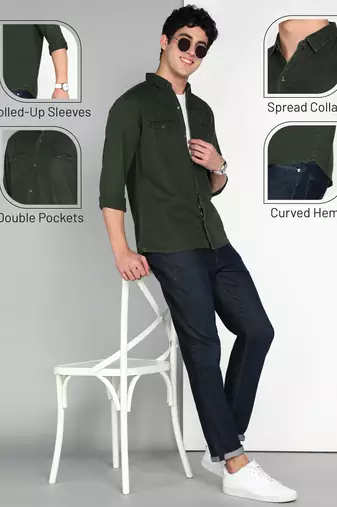 Men's cotton twill casual shirt | double pocket shirt