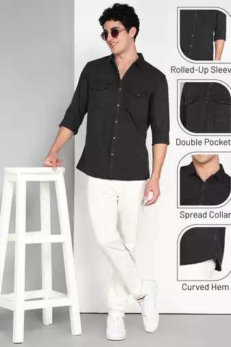 Men's cotton twill casual shirt | double pocket shirt