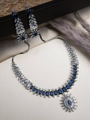 Elegant blue american diamond necklace set     sparkling glamour for special occasions 1