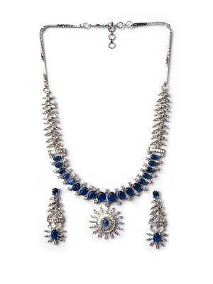 Elegant blue american diamond necklace set     sparkling glamour for special occasions 3