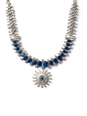 Elegant blue american diamond necklace set     sparkling glamour for special occasions 4