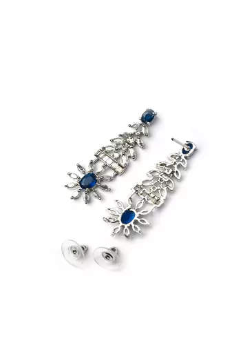 Elegant blue american diamond necklace set     sparkling glamour for special occasions