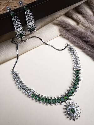 Elegant green american diamond necklace set     sparkling glamour for special occasions 1