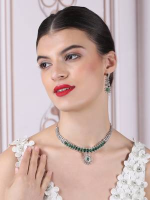 Elegant green american diamond necklace set     sparkling glamour for special occasions 2