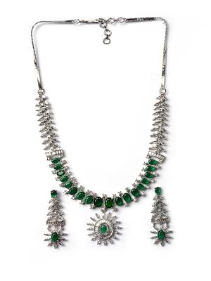 Elegant green american diamond necklace set     sparkling glamour for special occasions 3