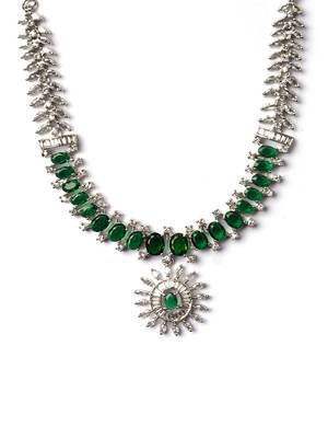 Elegant green american diamond necklace set     sparkling glamour for special occasions 4