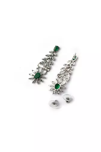 Elegant green american diamond necklace set     sparkling glamour for special occasions