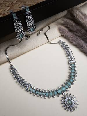 Elegant turquoise american diamond necklace set     sparkling glamour for special occasions 1
