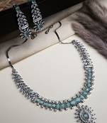 Elegant turquoise american diamond necklace set – sparkling glamour for special occasions