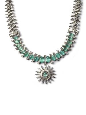 Elegant turquoise american diamond necklace set     sparkling glamour for special occasions 3
