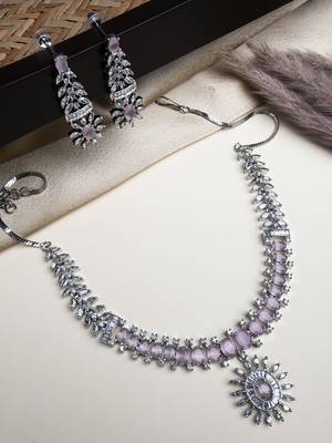 Elegant pink american diamond necklace set     sparkling glamour for special occasions 1
