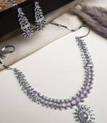 Elegant pink american diamond necklace set     sparkling glamour for special occasions