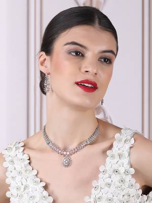 Elegant pink american diamond necklace set     sparkling glamour for special occasions 2