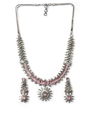 Elegant pink american diamond necklace set     sparkling glamour for special occasions 3