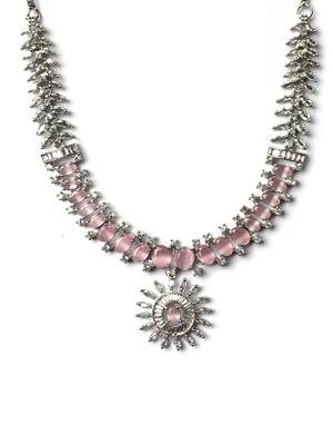 Elegant pink american diamond necklace set     sparkling glamour for special occasions 4