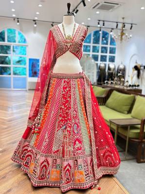 multi-color bridal lehenga choli with dupatta  1
