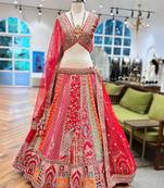 multi-color bridal lehenga choli with dupatta 