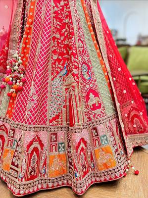 multi-color bridal lehenga choli with dupatta  2