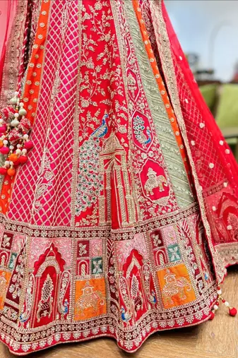 multi-color bridal lehenga choli with dupatta 