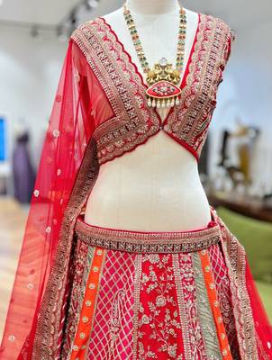 multi-color bridal lehenga choli with dupatta  3