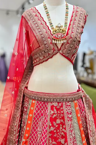 multi-color bridal lehenga choli with dupatta 