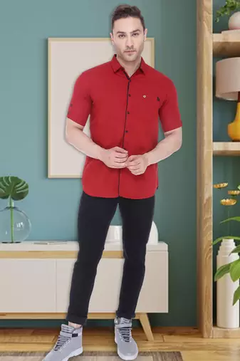 Men's linen cotton casual shirt  | half sleeves shirt for men