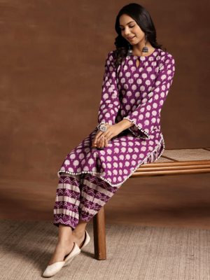 Pink Cotton Printed Co Ord Set  1