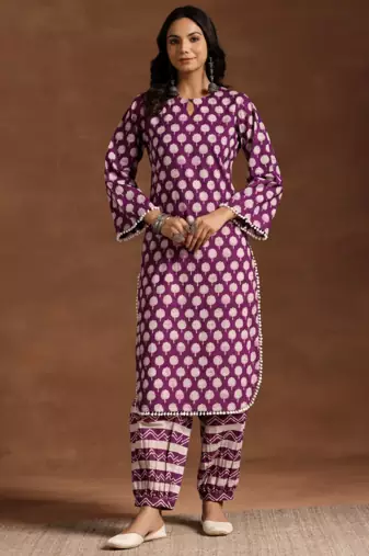 Pink Cotton Printed Co Ord Set 