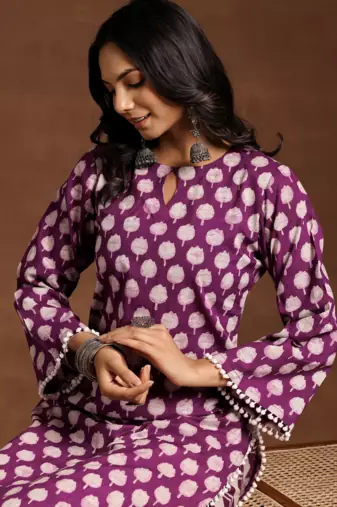 Pink Cotton Printed Co Ord Set 