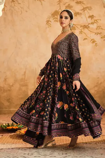 Raag black multiple kali anarkali set