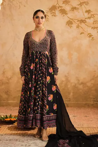Raag black multiple kali anarkali set