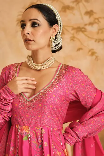 Raag hot pink multiple kali anarkali set