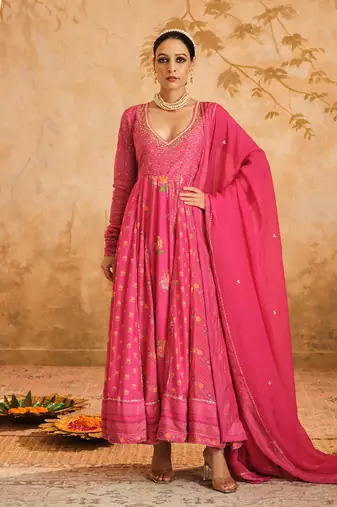 Raag hot pink multiple kali anarkali set
