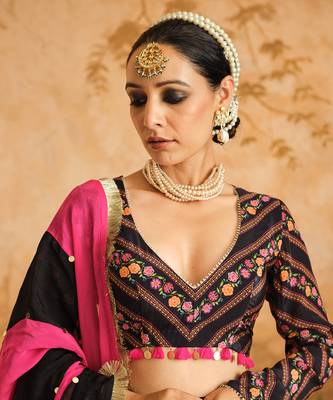 Raag Solid Black Lehenga Set of 3 2