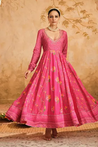 Raag hot pink multiple kali anarkali set