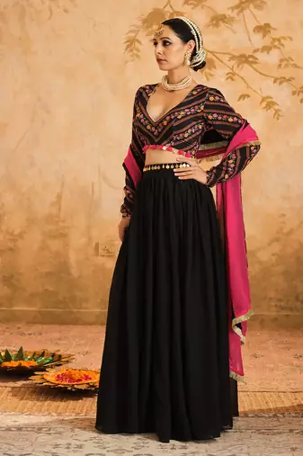 Raag Solid Black Lehenga Set of 3