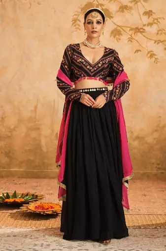 Raag Solid Black Lehenga Set of 3