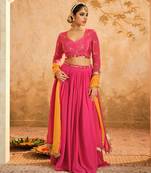 Raag Solid Hot Pink Lehenga Set of 3