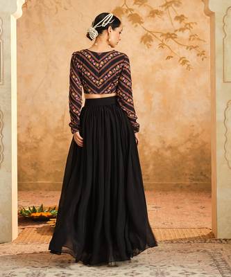 Raag Solid Black Lehenga Set of 3 5