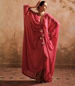Doree hot pink front gathered long kaftaan
