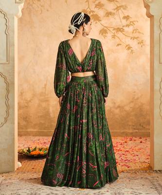 Doree Green Chintz Printed Lehenga Set of 3 2