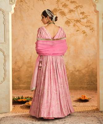 Doree Blush Pink Chintz Printed Lehenga Set of 3 2
