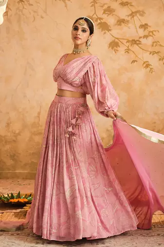 Doree Blush Pink Chintz Printed Lehenga Set of 3