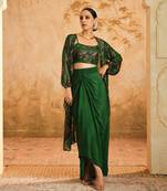 Doree green chintz printed cape set of 3