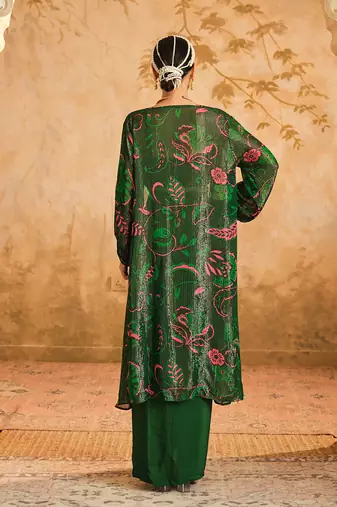 Doree green chintz printed cape set of 3