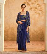 Doree blue chintz printed cape set of 3