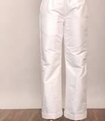 White solid pant with belt in back